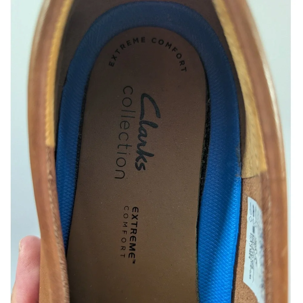 Clarks Markman Plain Tan Leather Driving Loafers Mens 12 M Slip On Shoes Work
